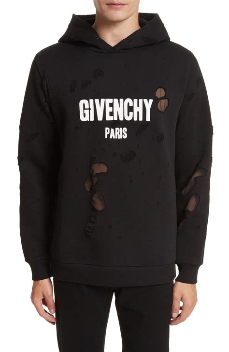 givenchy cropped sweatshirt|Givenchy cropped distressed hoodie.